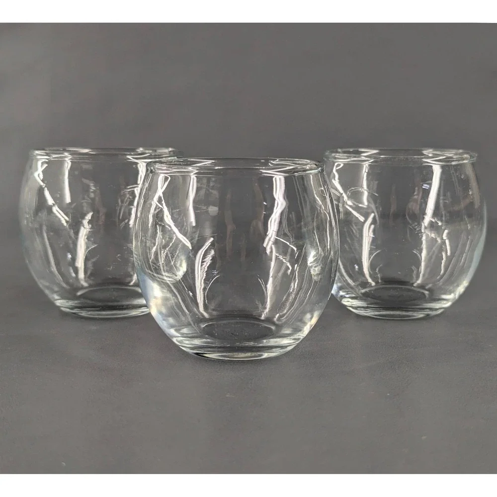 Set of 3 Clear Glass Round Votive Candle Holders Small Succulent Planters 2.25in